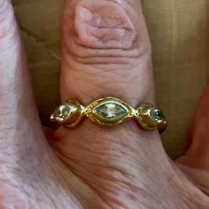 Gold tone vermeil / crystal ring